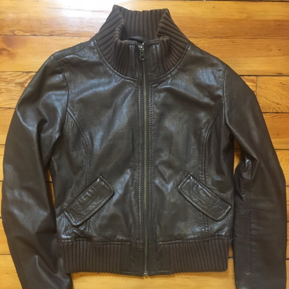 Brown leather jacket